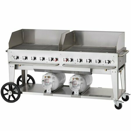 CROWN 72in Outdoor Club Grill with 2 Horizontal Propane Tanks and Wind Guard Package 255CCB72WGP